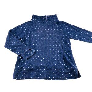 Croft & Barrow Blue Polka Dot Long‎ Sleeve Pullover Sweater Womens Size L
